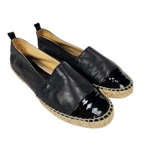 Patricia Green Laura Lynn Black Leather Espadrille Loafers Womens EU Size 40 8.5